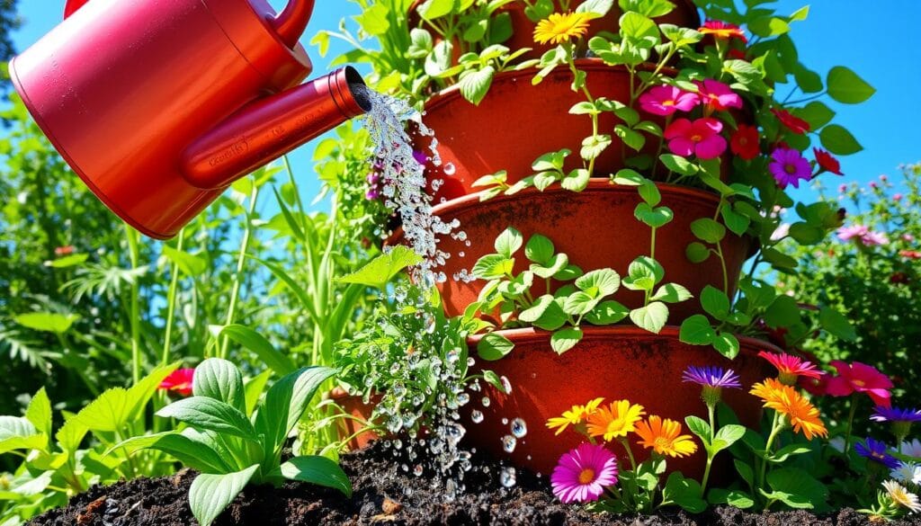 watering diy tower garden