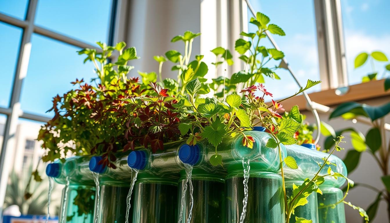 Hydroponic Garden with Plastic Bottles