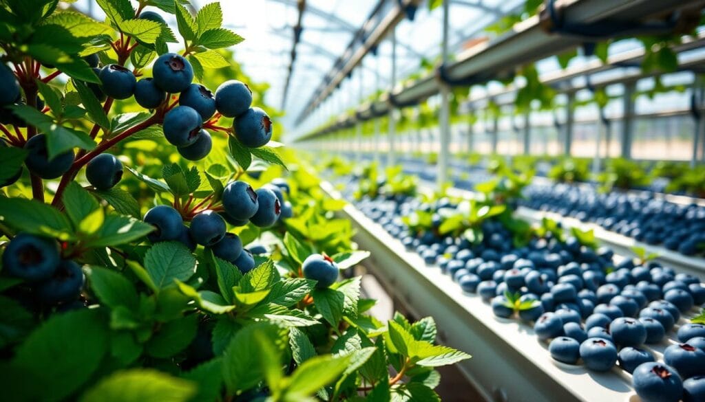 Hydroponic blueberry harvest