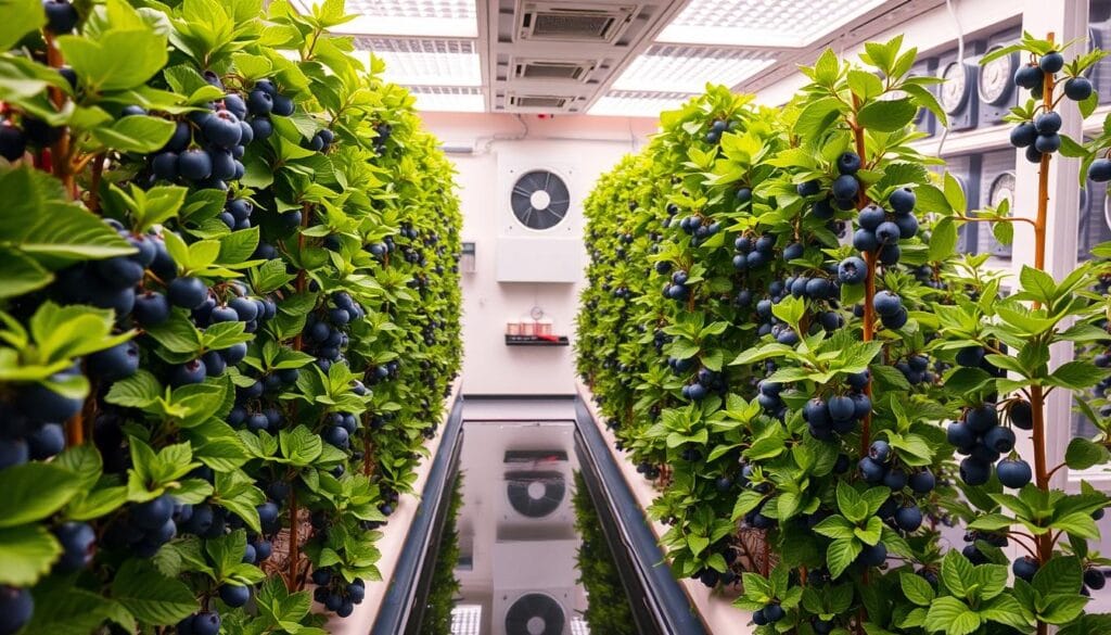 hydroponic blueberry growing environment