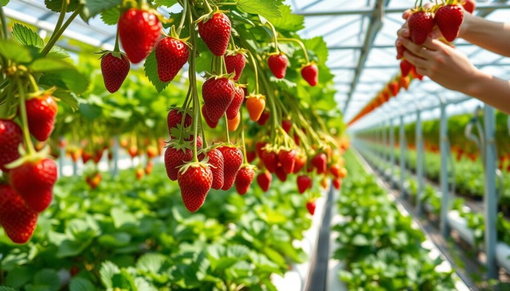 strawberry harvesting