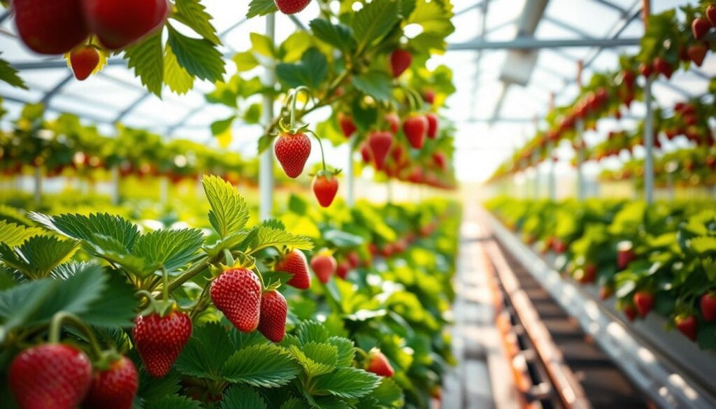 Hydroponic Strawberry Harvesting